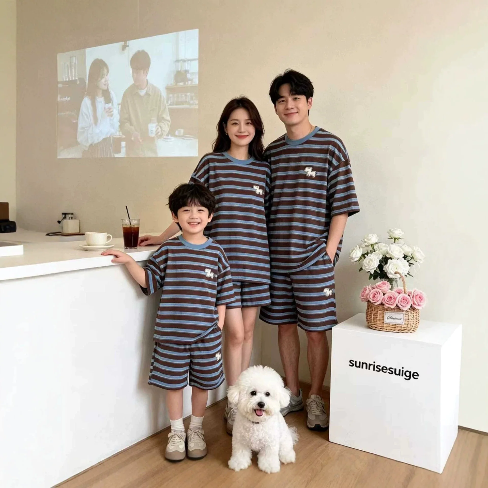 2026 Summer Mommy and Me Matching Striped Pajama Set Family Loungewear Short Sleeve Top & Shorts for Mom Dad Daughter Son