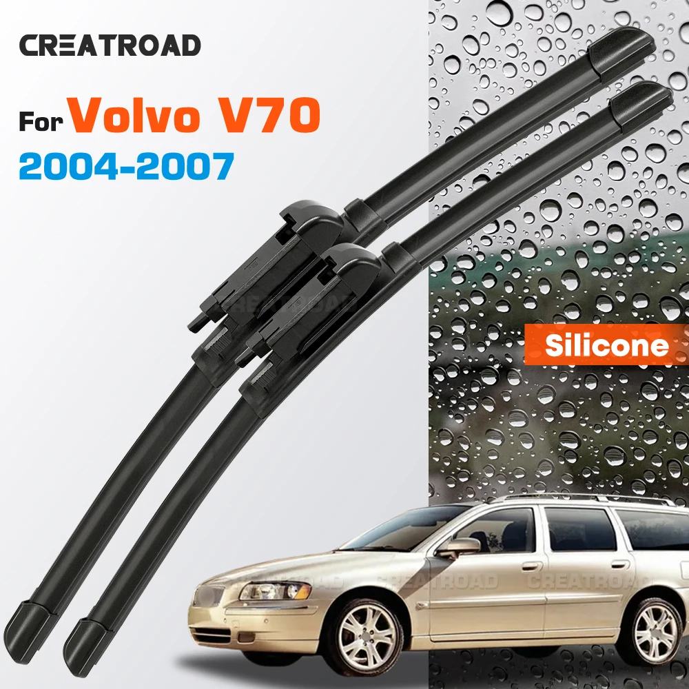 

Silicone Wiper Blades Fit For Volvo V70 2004-2007 Coated Silent HD Wear-Resistant Car Windshield Wipers 24"+22"