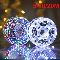 5/10/20M LED String Lights Green Copper Wire Garland Light Waterproof Fairy Lights for Christmas Wedding Party Decorationpplies