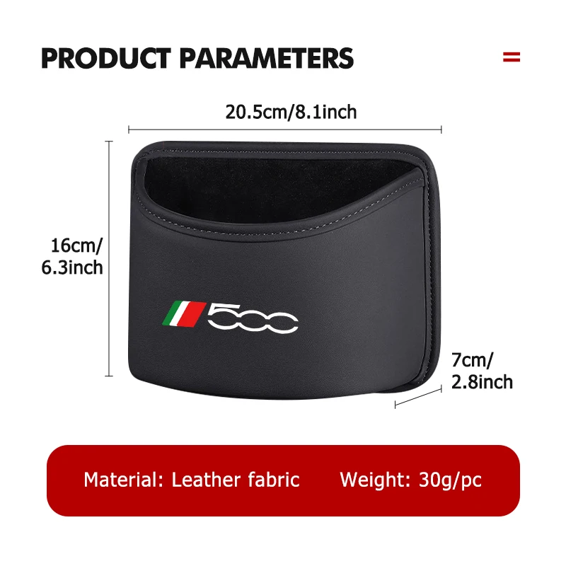 Car Garbage Bag Seat Trash Can Leather Storage Pocket For Fiat 500 500C 2012 500X 500L Abarth 695 - view 6