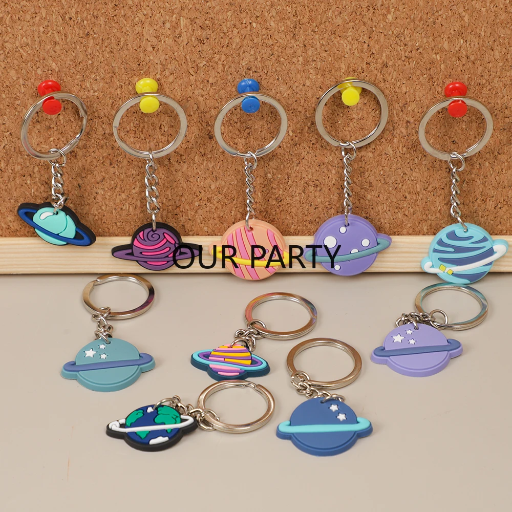 10Pcs Star Planet PVC Keychain Backpack Pendant for Kids Outer Space Theme Birthday Party Favors Baby Shower Pinata Goodie Bag