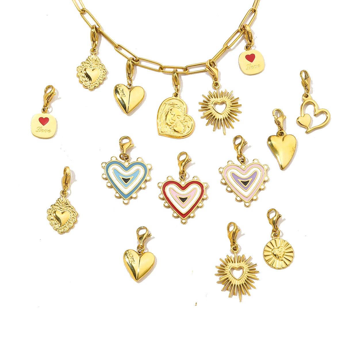 

3pcs/Lot Stainless Steel Heart Lobster Charms Clip on Charms for DIY Jewelry Making Necklace Accessory Wholesale