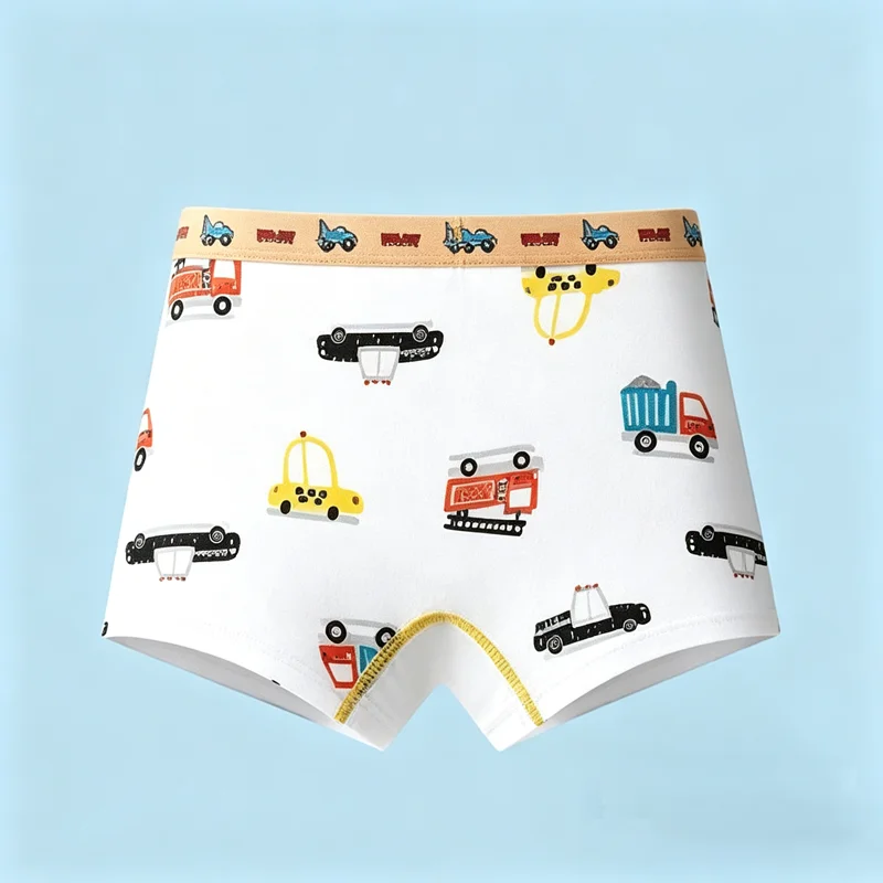 Jungenunterwäsche aus Baumwolle mit flachem Eckdesign, Astronauten- und Baufahrzeug-Motiv, blau-grün-weiße Farbe, Panda-Höschen, Kinderkleidung – Detail 15