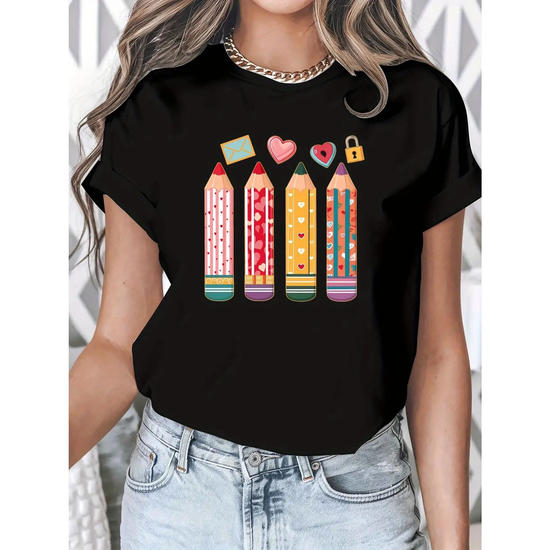 

Cute Pencil T-shirt Teacher Appreciation Gift Back to School Shirt for Women Men Aesthetic Graphic Tee Teacher Crew Gift