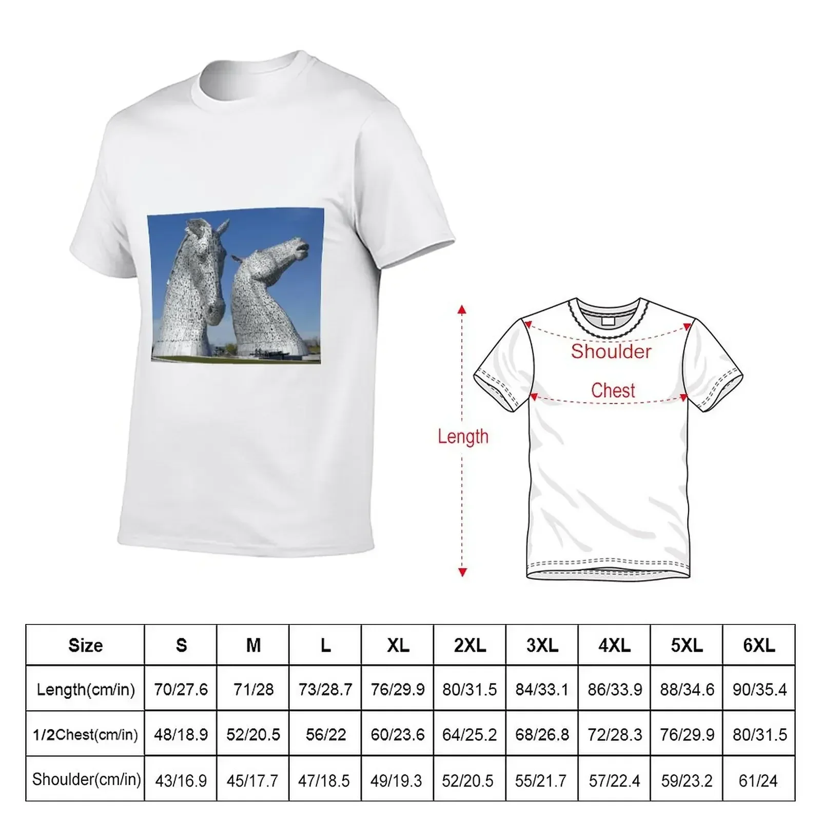 The Kelpies, Helix Park , Falkirk , Scotland T-Shirt anime summer clothes Aesthetic clothing mens t shirt