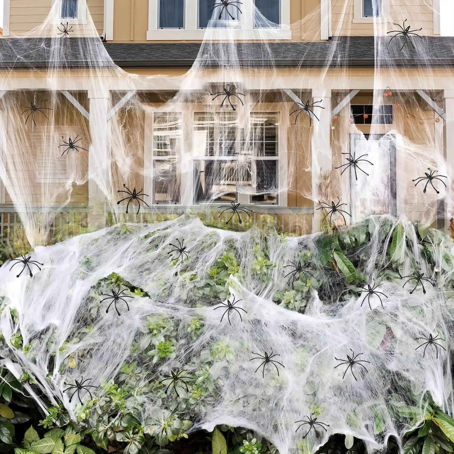 1400 sqft Halloween Spider Webs Decorations with 20 Fake Spiders, Super Stretchy Cobwebs for Halloween Decor Indoor and Outdoor