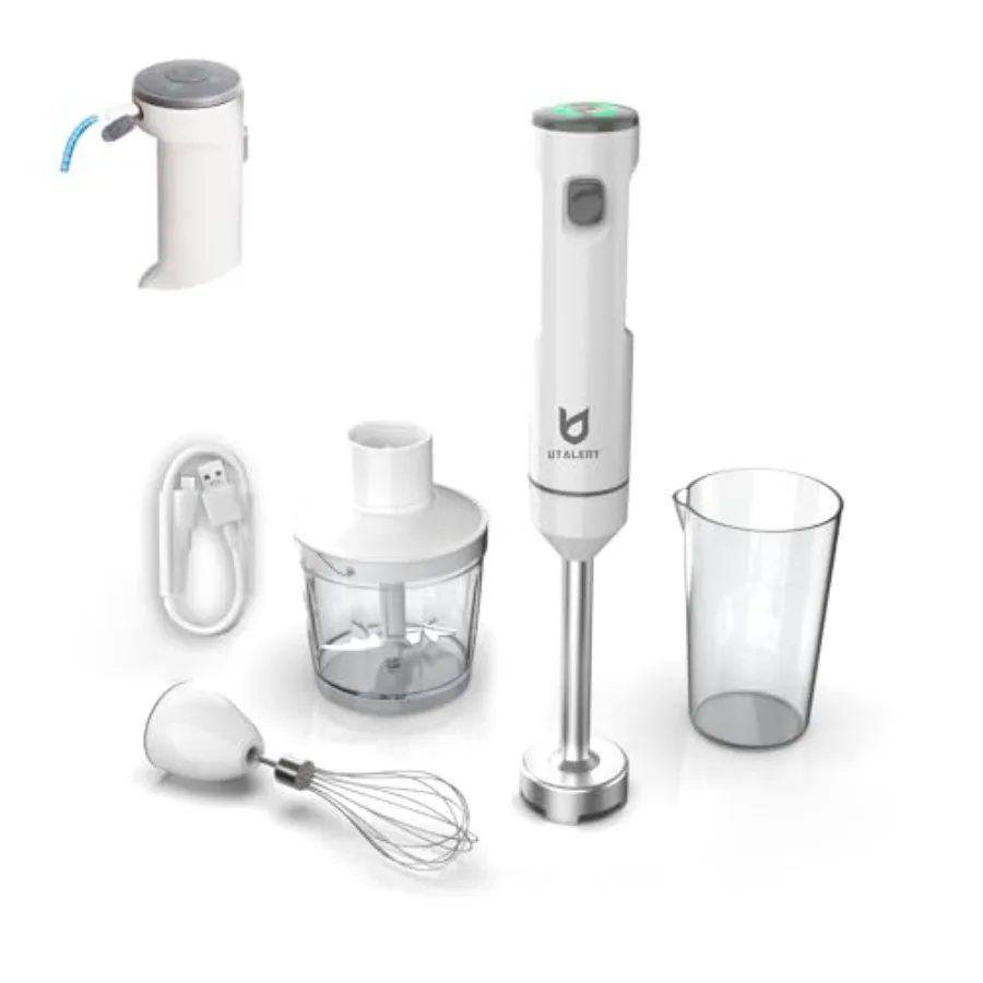 

Cordless Hand Blender Variable Speed Immersion Blender Rechargeable with 500ml Chopper 600ml Container Egg Whisk for Smoothies