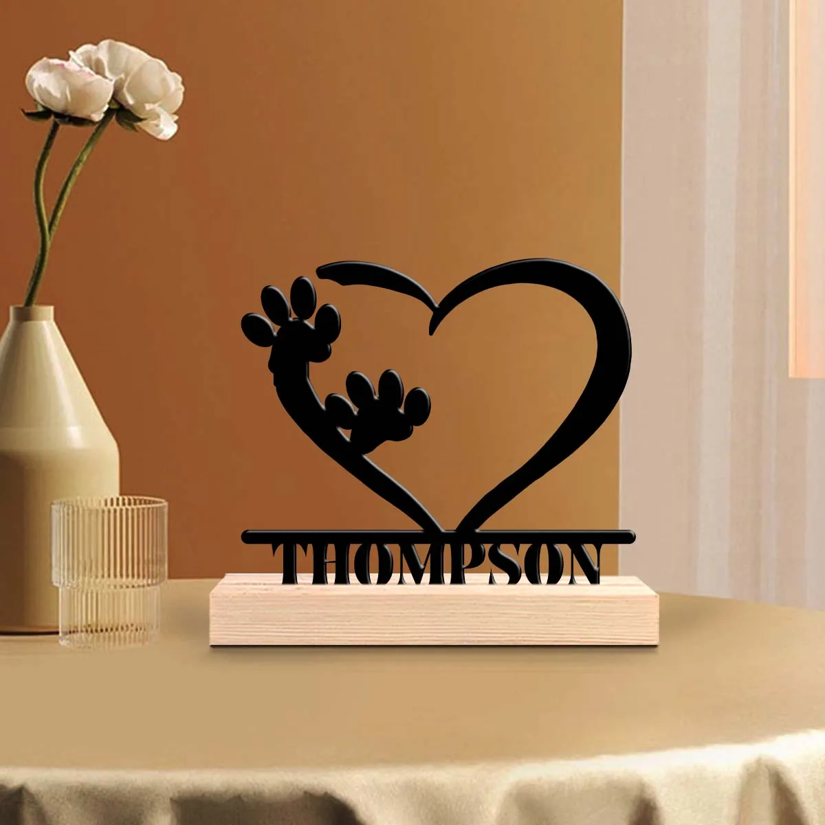 1pc Customized Metal Handicraft Ornaments Custom Content With Wooden Base Suitable for Fireplaces,Study Rooms,and Offices