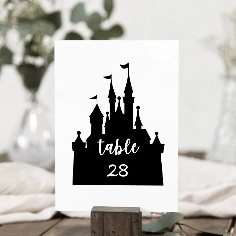 Princess Castle Personalized Wedding Table Number Vinyl Sticker, Wedding Decals Reception Decoration, Numbers for Seating Decal