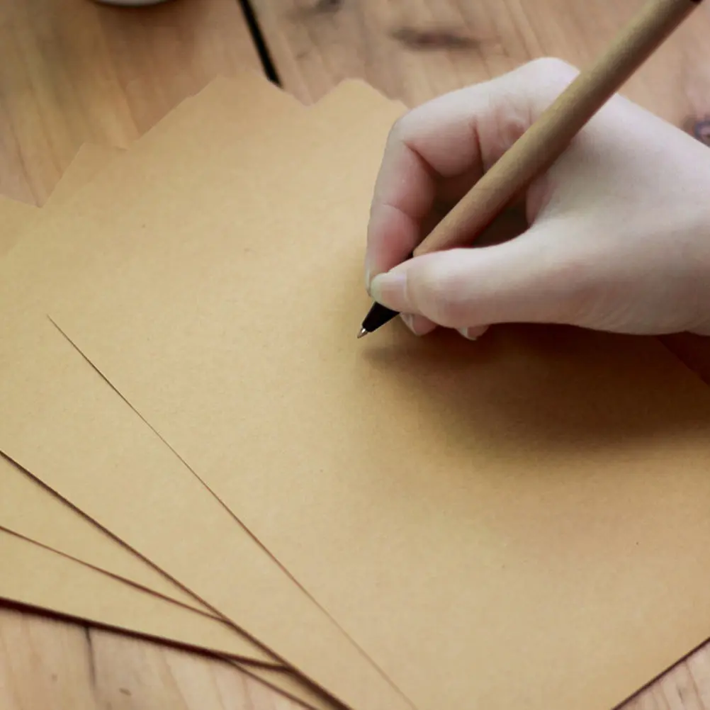 100Sheets Kraft Letter Paper Retro Style Vintage Writing Paper for Thank You Notes Love Letters Poems Greetings Lined