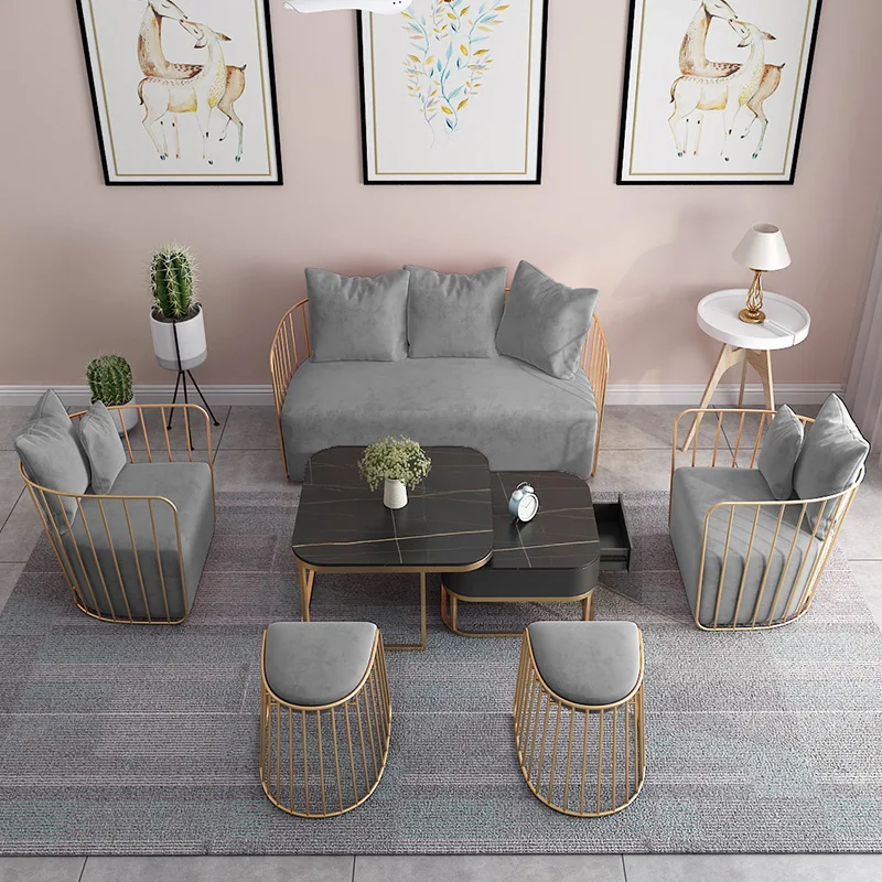Small apartment sofa coffee table combination clothing store reception sofa beauty salon rest chair light luxury