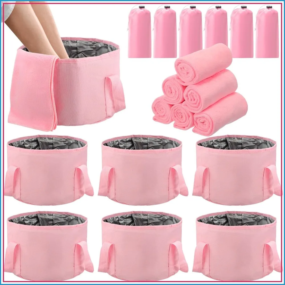 

Foldable Foot Soaking Tub Kit with Towel and Storage Bag, Portable Foot Bath for Travel Camping, 15L, 12 Pcs
