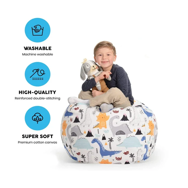 New Bean Bag Storage Stuffed Animal Chair Kids Toys Zip Canvas Children Kids Plush Toy Organizer Large Capacity