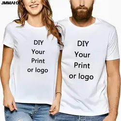 Homens e Mulheres Personalizado Imprimir Lazer T-Shirt, Harajuku Moda, DIY, Your Like Photo ou Logo, Branco Tops