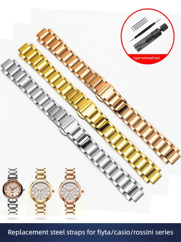 

Ремешок для часов из нержавеющей стали для женских часов Fiyta Heartstrings LA8402, выпуклый браслет Casio Rossini 16*10 мм