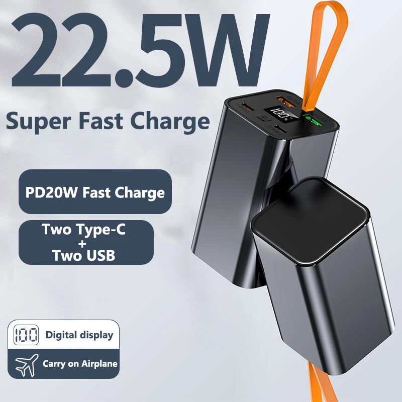 

Внешний аккумулятор (Power Bank) 20000 мАч с быстрой зарядкой Type-C PD 22.5W для iPhone 17, 16, Samsung, Xiaomi, Poco