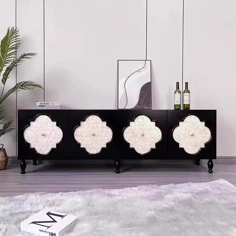 living room shell decorative storage floor cabinet Neoclassical audio-visual cabinet Home entrance cabinet