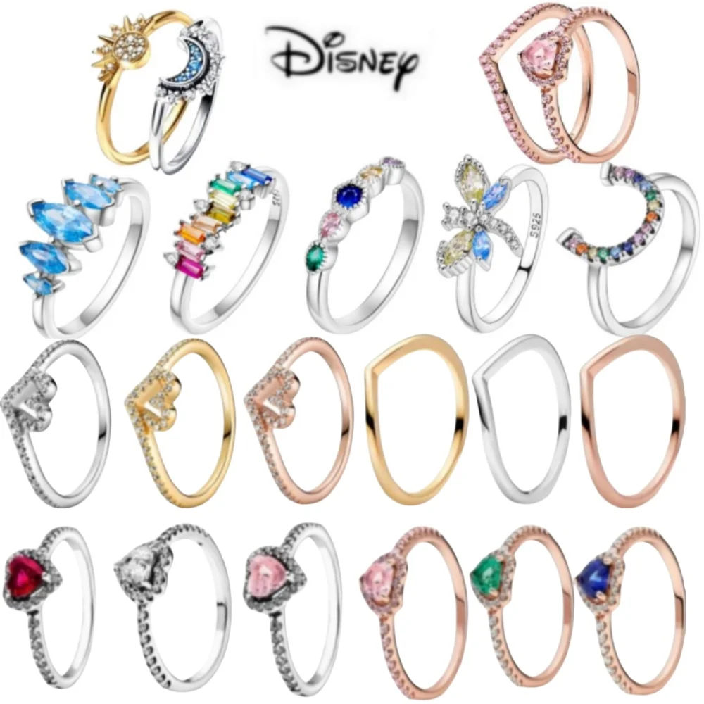 New Disney Fashion Sun Sapphire Couple Fit Pandora Birthday Gift Valentine's Day Limited Edition Ring