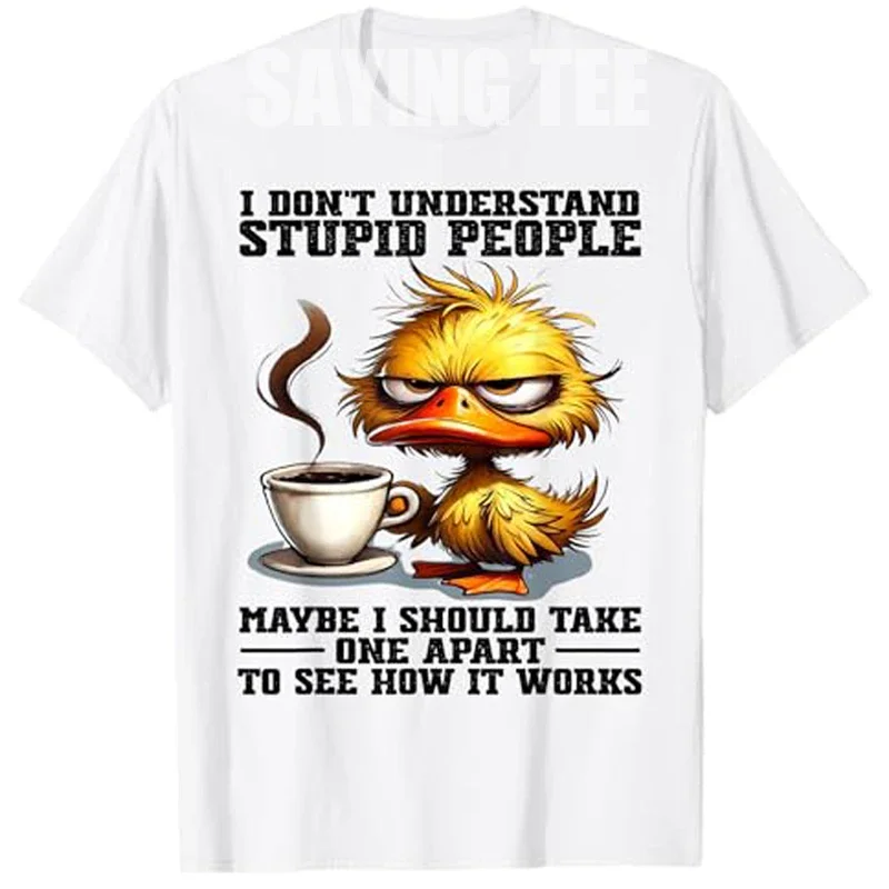

Angry Duck Coffee Graphic Tee Men Sarcastic Saying Funny Cartoon T-Shirt