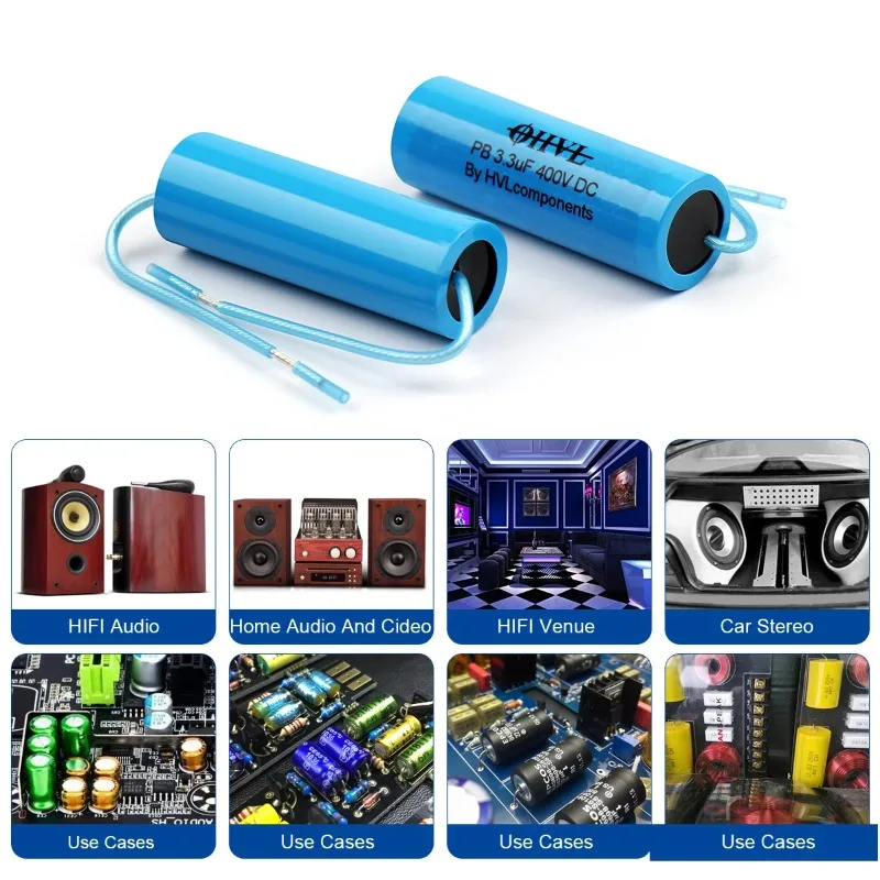 MKP مكثف الصوت 400 فولت OHVL HIFI حمى مكثفات اقتران الصوت الكهربائية 0.22 فائق التوهج ~ 15 فائق التوهج 400VDC قدم فضية