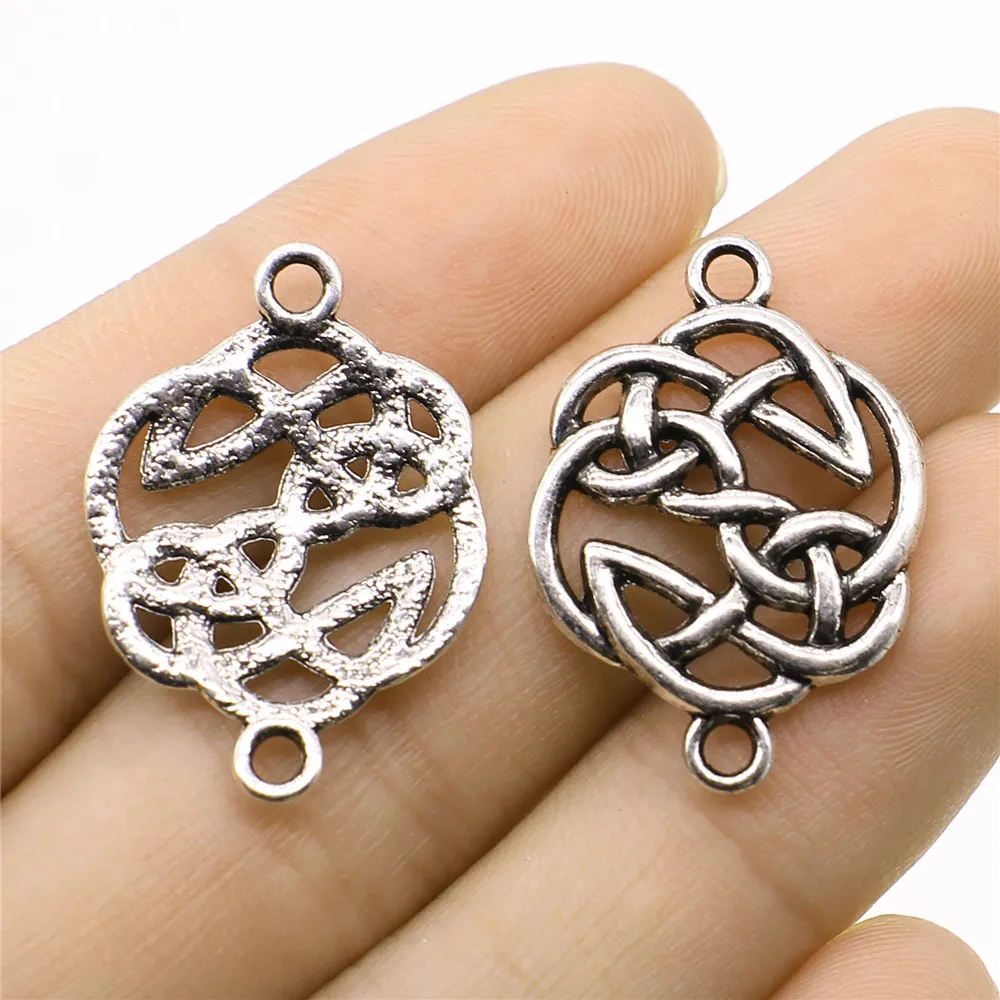 WYSIWYG 5pcs 20x29mm Triquetra Knot Connector Connector Charms For Jewelry Making Antique Silver Color Jewelry Accessories