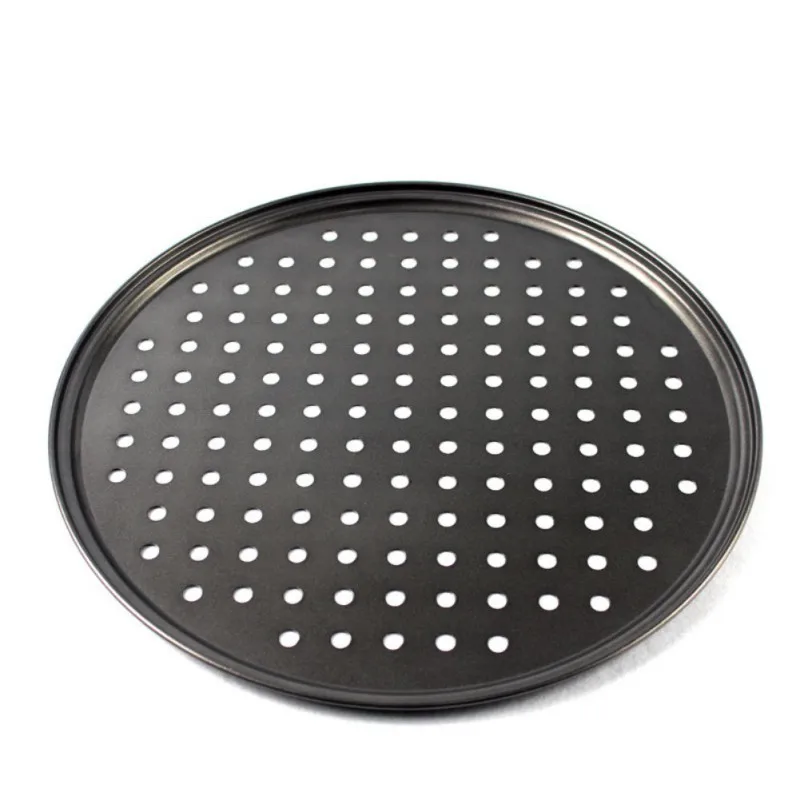 Pizza Pan for Oven Carbon Steel Pizza Mold with Holes 32cm Nonstick Round Baking Sheet Oven Tray Crisper Kitchen Bakeware Supply