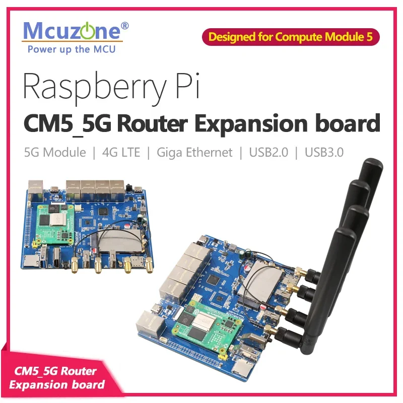 

Raspberry Pi CM5_5G Router Expansion board,5*GIGA Ethernet, USB3.0,M.2 B-Key