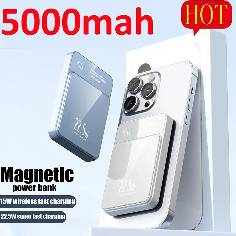 For Xiaomi power bank 5000mAh wireless magnetic power bank Magsafe fast charging suitable for iPhone Lenovo Samsung павер банк