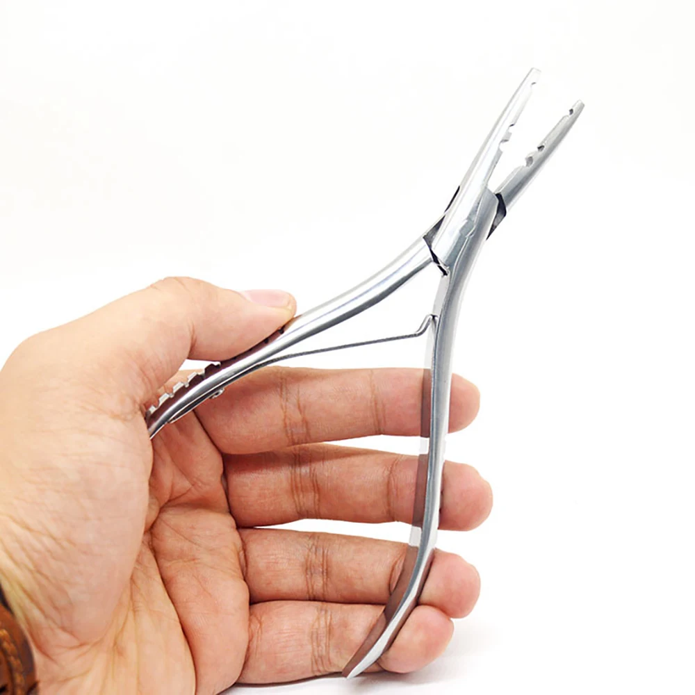 Three Hole Stainless Steel Pliers for Hair Extension Keratin Glue and Micro Lind Beads Remove Hair Tweezers