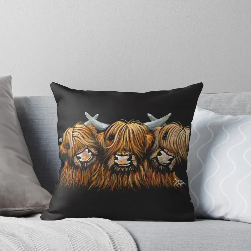 

Scottish Highland Hairy Cows 'The Young Ones' by Shirley MacArthur Throw Pillow Cushion Cover Luxury Sofa Cover Pillow