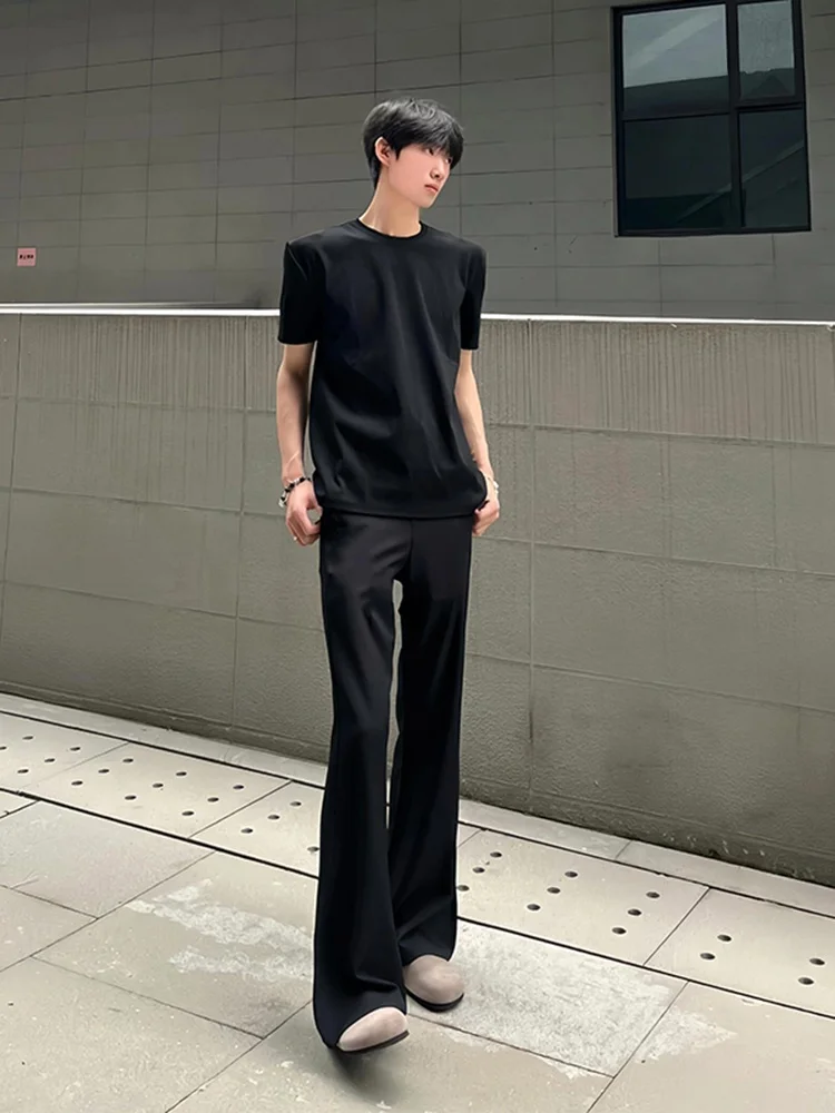 

Cleanfit Black Ice Silk Men's Casual Pants Drapey Thin Straight Leg Micro Flared Summer Trousers Fashionable Straight Tube