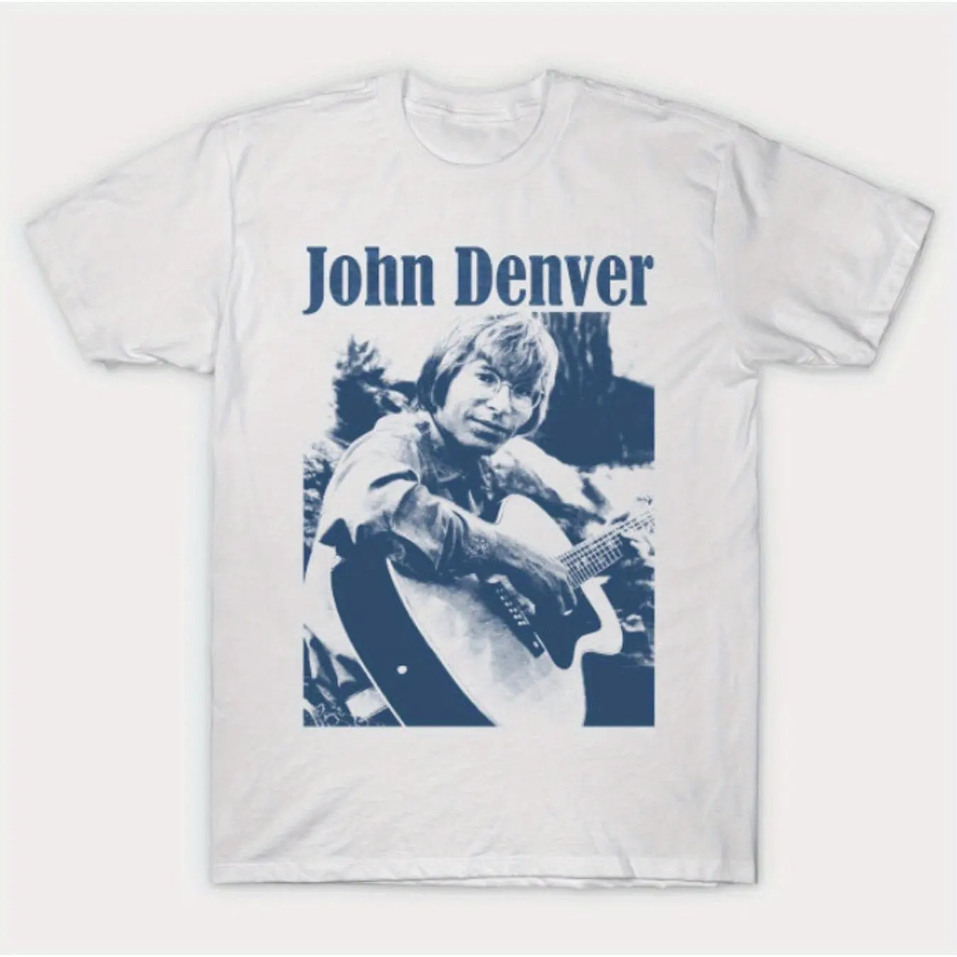 New John Denver Retro Music T-shirt Singer-songwriter Pattern Short-sleeved Shirt Soft and Breathable Casual Crew Neck Unisex