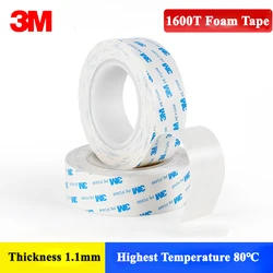 3M 1600T Double-Sided Adhesive Strong Waterproof Traceless Foam Tape High Temperature Resistant White Foam 3M Self Adhesive PE