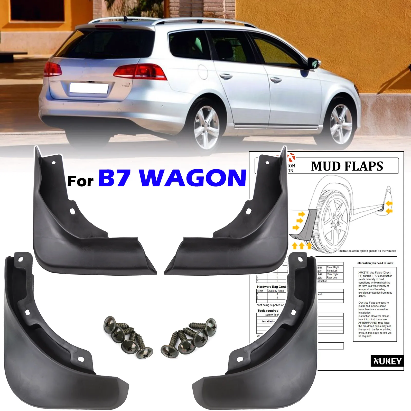 4X Car Mudflaps For VW Passat B7 3C Variant Combi Estate 2011 - 2015 Mud Flaps Splash Guard Mudguards Front Rear 2012 2013 2014