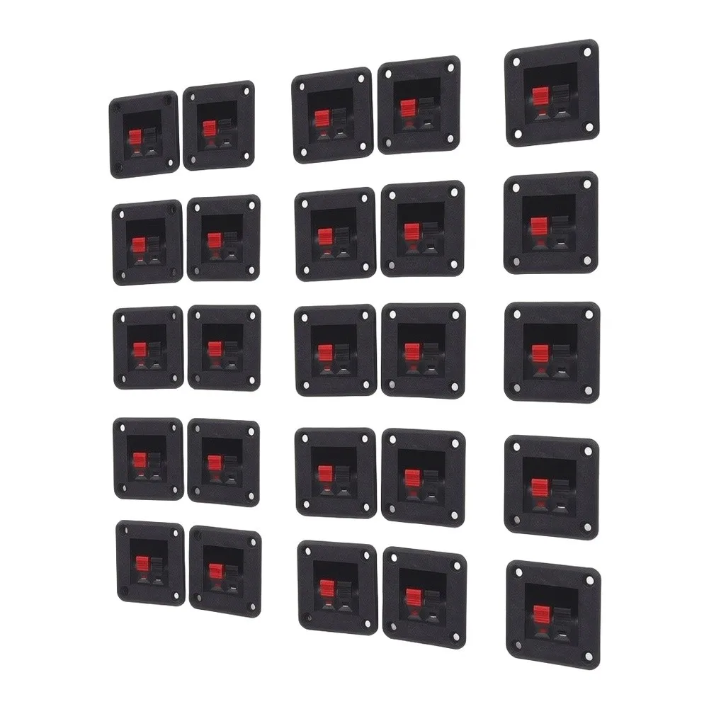 WP2-5 2 Way Speaker Terminal Block For Black ABS Spring Loaded Wire Connector For Small Square Junction Box Home Audio System