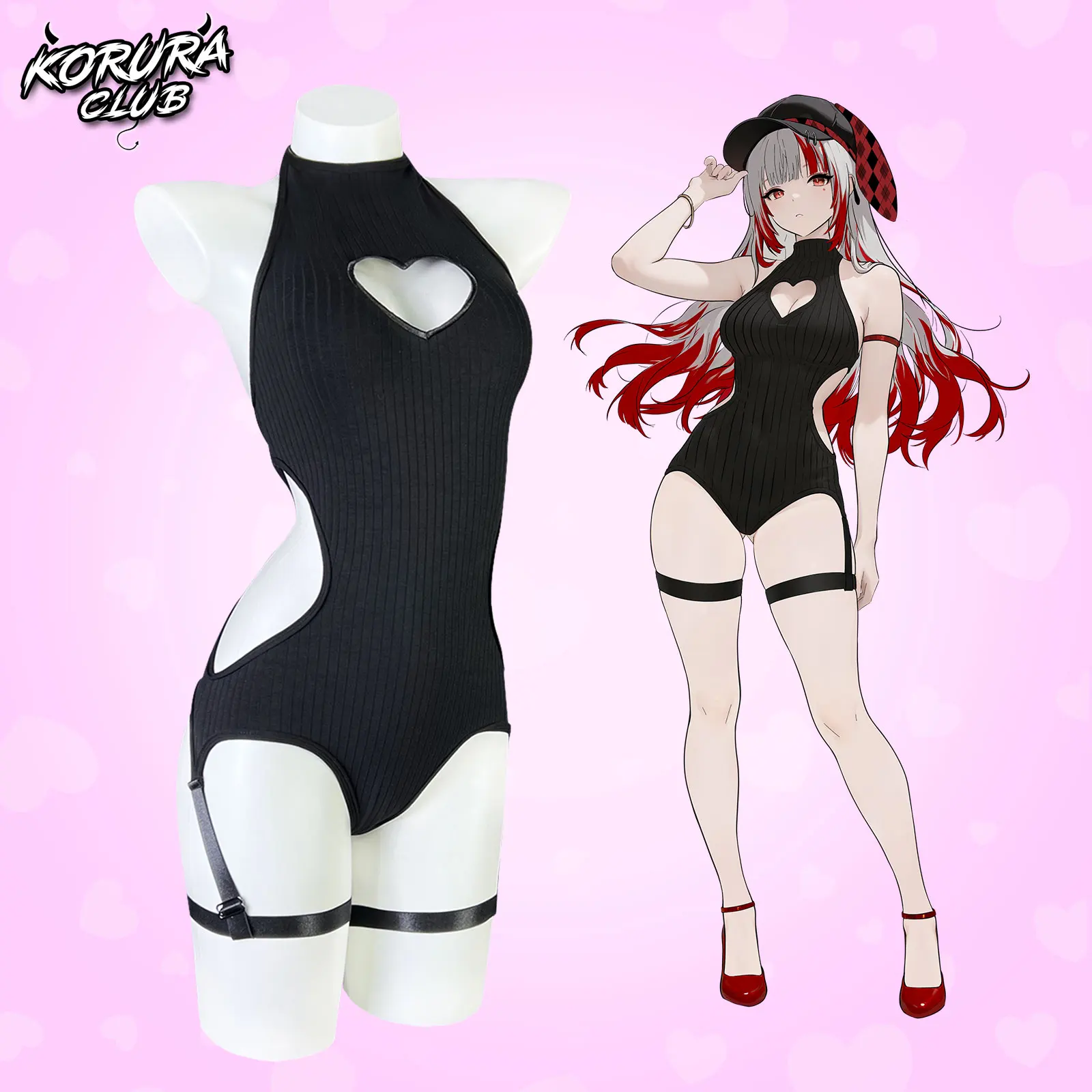 

KORURACLUB женское черное нижнее белье вязаное боди с открытой спиной корсет в форме сердца топ сексуальный комбинезон для девочек боди для ролевых игр