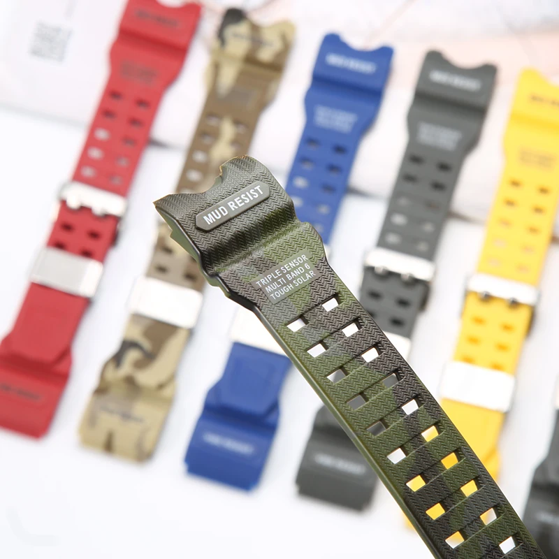 Resin Replacement Strap For Casio MUDMASTER GWG1000-1A3 Watch Wristband 3stars Stainless Steel Ring Watch Accessories