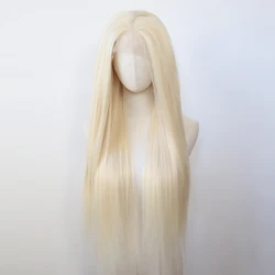 Blonde Yaki Straight Synthetic Lace Front Wig Long Kinky Straight Lace Front Synthetic Wig Pre Plucked Natural Hairline