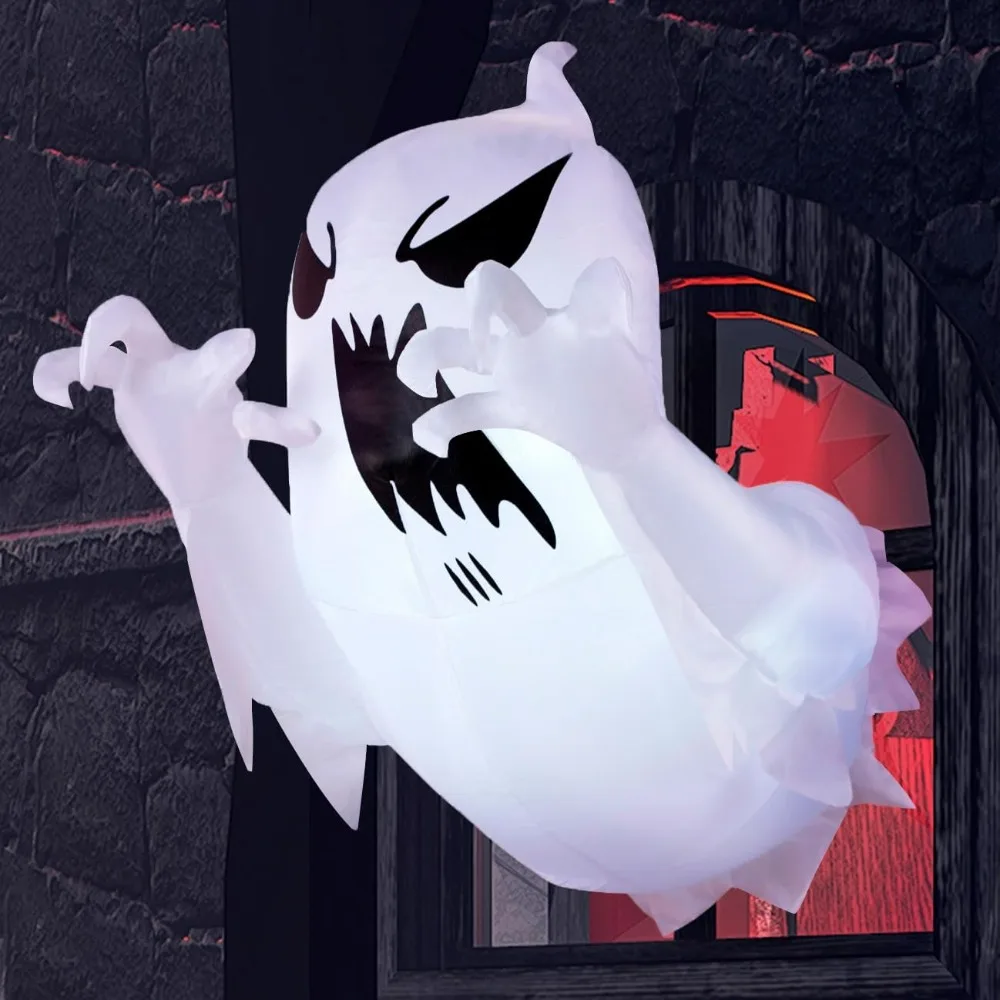 

Halloween Inflatable Scary Flying Ghost Broke Out from Window Inflatable with Build-in LED Blow Up for Halloween Party