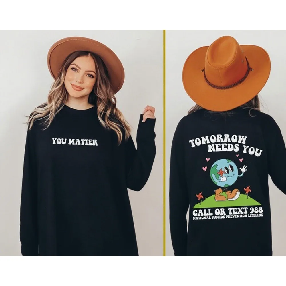 明日にはあなたが必要です モチベーションを高めるクルーネック スウェットシャツ メンタルヘルス衣料 メンタルヘルス啓発アパレル 女性用モダンなトップス