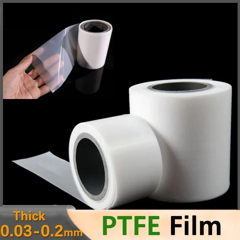 Translucent  PTFE Film Sheet Thick 0.03/0.05/0.08/0.1/0.2mm  High Temp Plate Plastics Corrosion Resistant Width 50/100mm