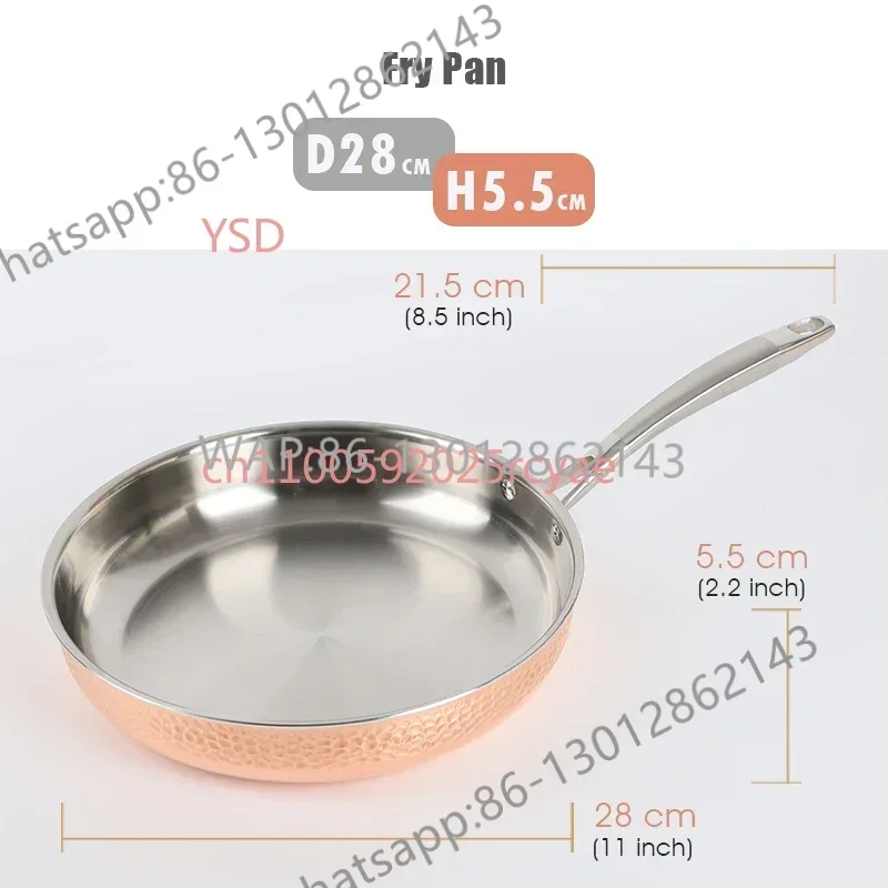 Set di 7 pentole e pentole martellate in rame e acciaio inossidabile a tre strati