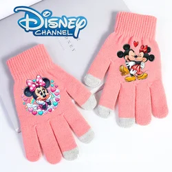 Disney Anime Glove Mickey Mouse Cartoon Five-finger Gloves Outdoor Sports High Quality Touch Screen Knit Mittens Kawaii Kid Gift