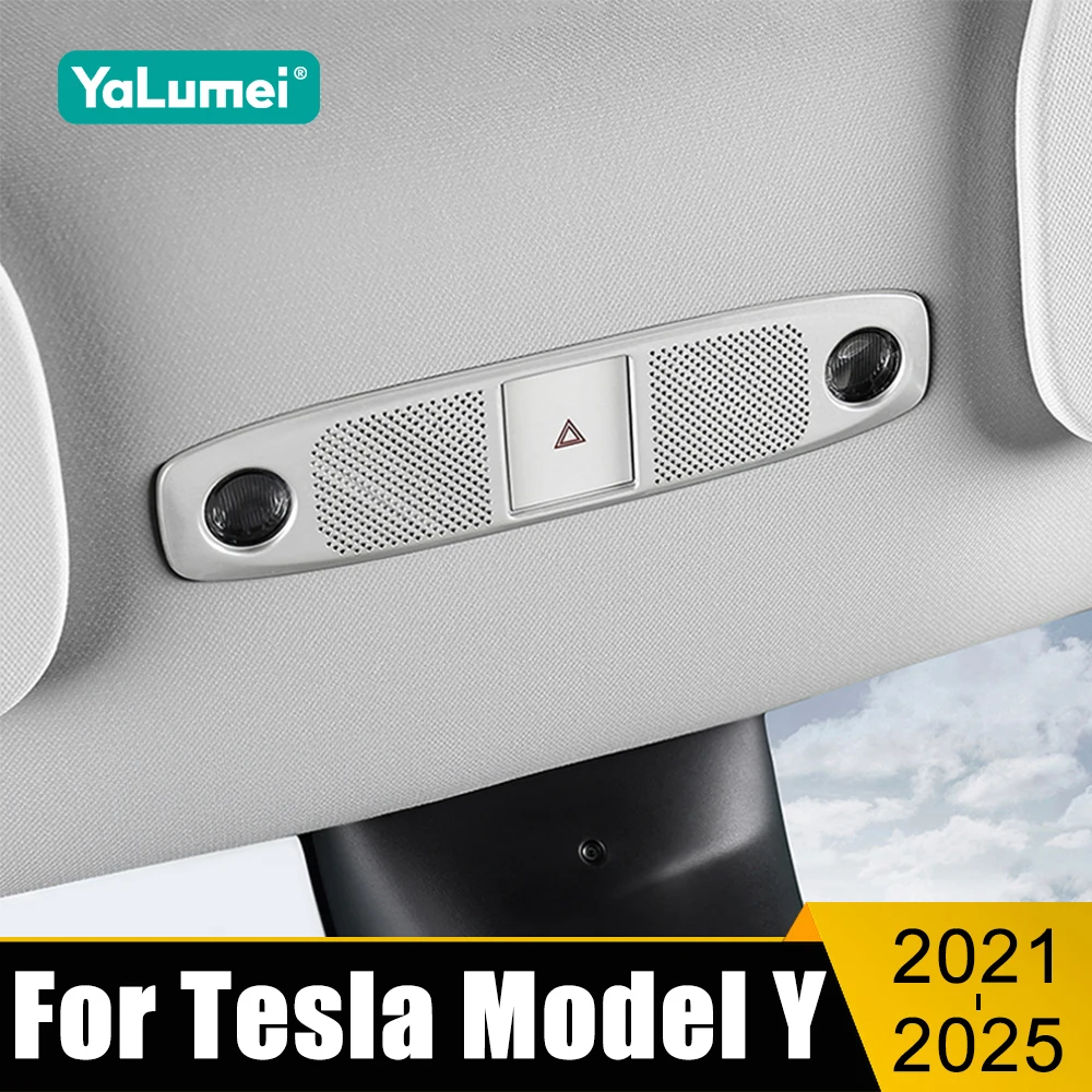 

For Tesla Model Y ModelY 2021 2022 2023 2024 2025 StainlessCar Reading Light Audio Tweeter Speaker Cover Case Trim Frame Sticker