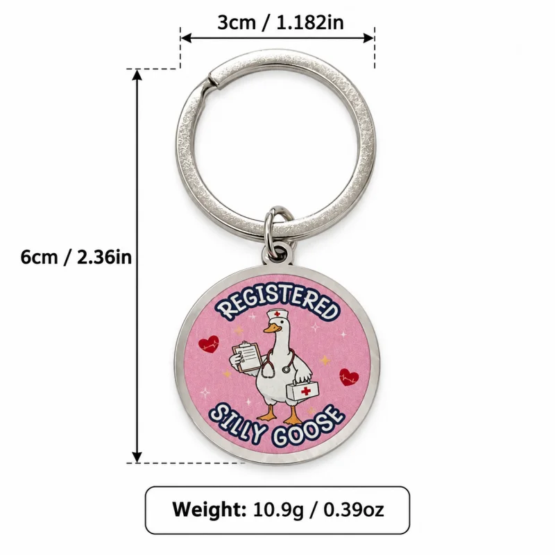 Funny Nurse Silly Goose Key Ring Pink Nurse Graduation Bag Charm Gift