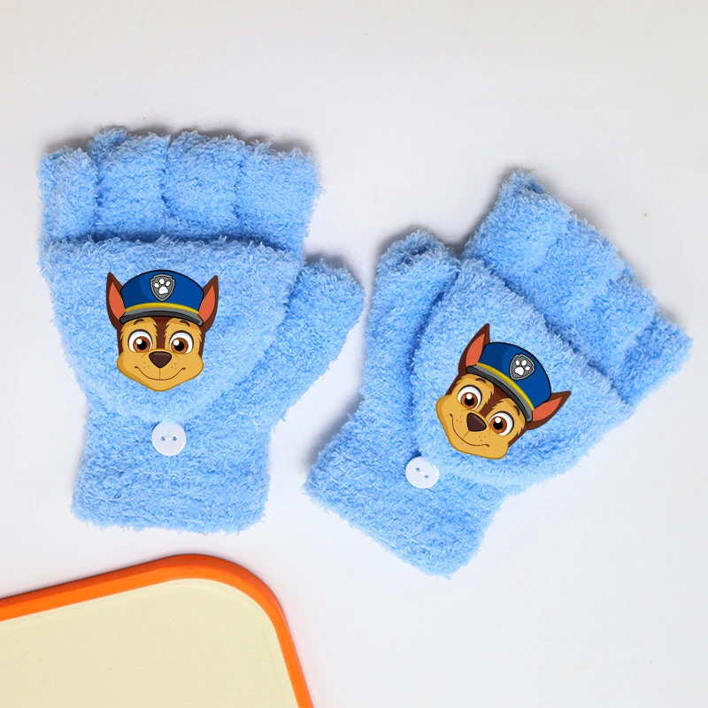 Paw Patrols Luvas de pelúcia inverno ao ar livre à prova de vento e quente luva de malha dos desenhos animados anime luvas infantis kawaii presentes de natal