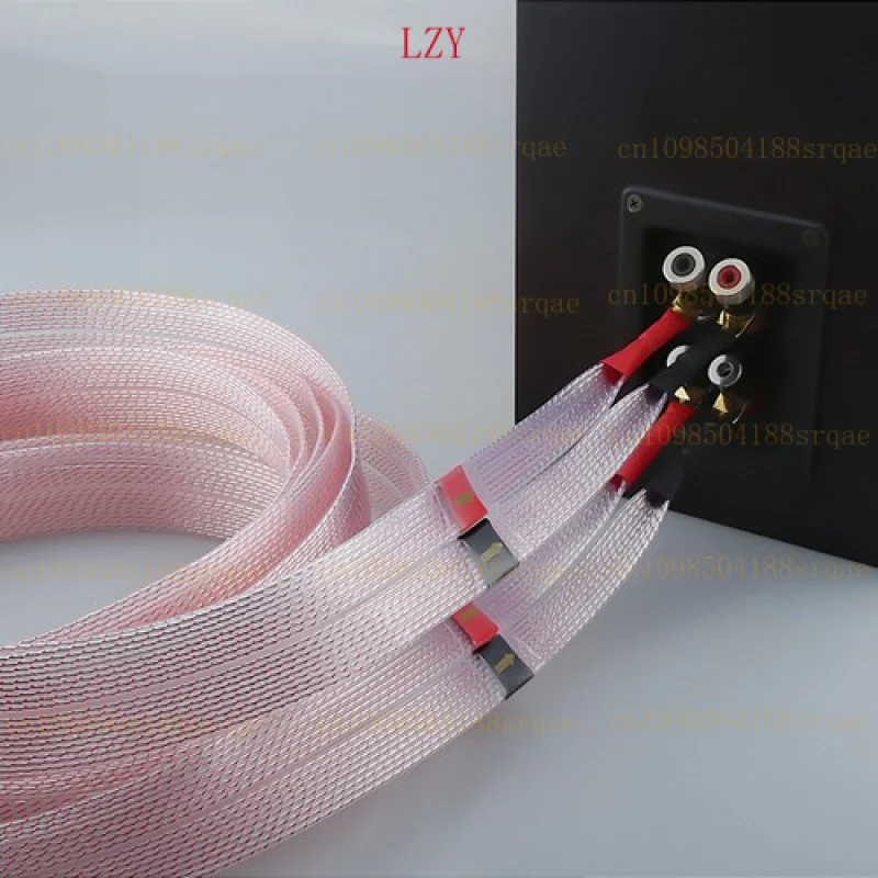 

Pair Silver Plated 8N OCC Copper Flat Ribbon Speaker Cable Y Spade Male Plug