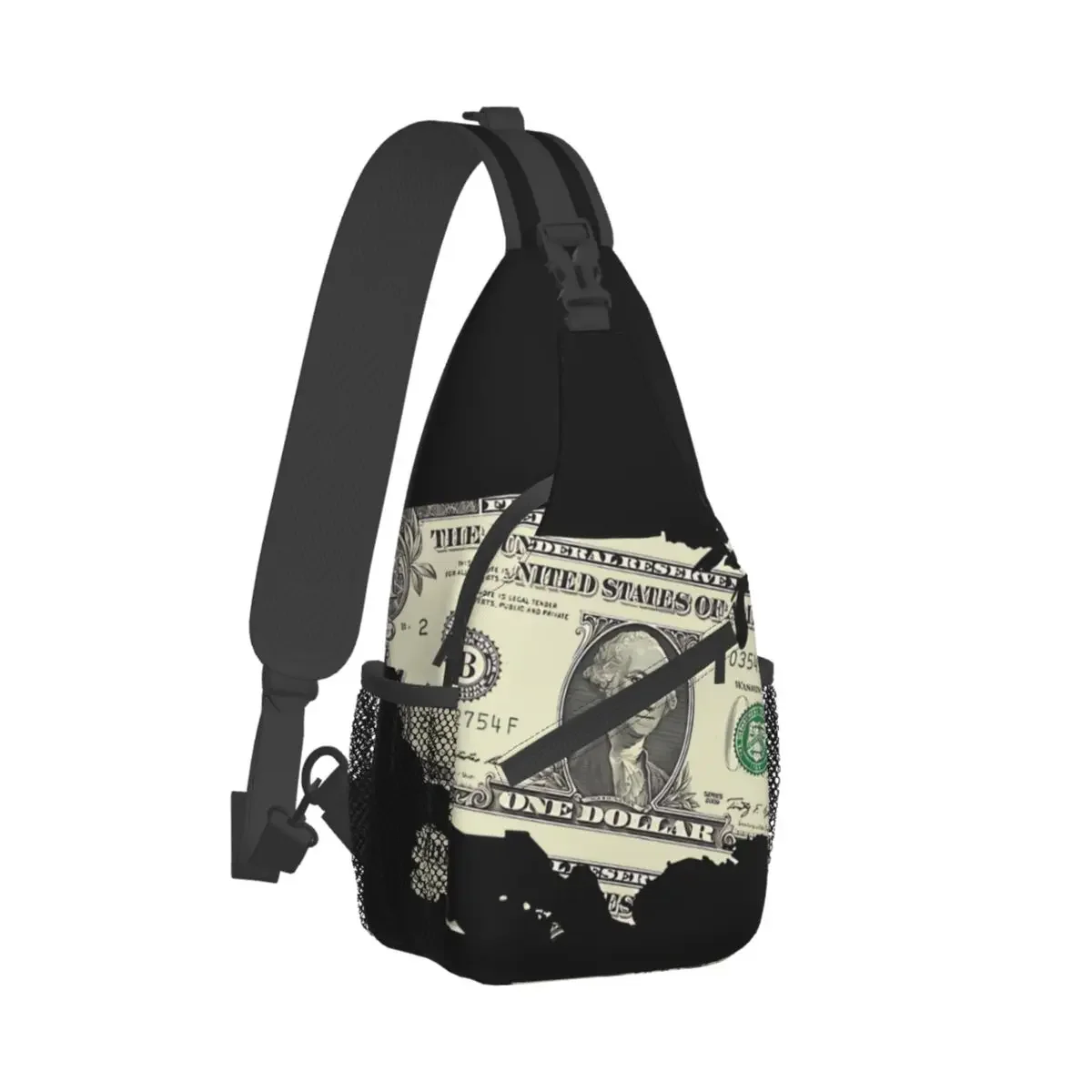 One Dollar Bill Art Map Crossbody Chest Bags Money Pockets Travel Pack Messenger Sports Teens Shoulder Bag Unisex