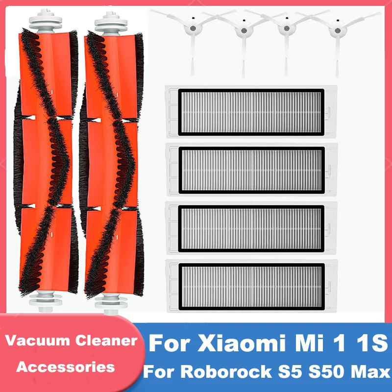 For Xiaomi Mi 1 1S For Roborock S5 S50 Max Mijia Vacuum Cleaner Side Brush Hepa Filter Main Brush  Robot Vacuum Cleaner