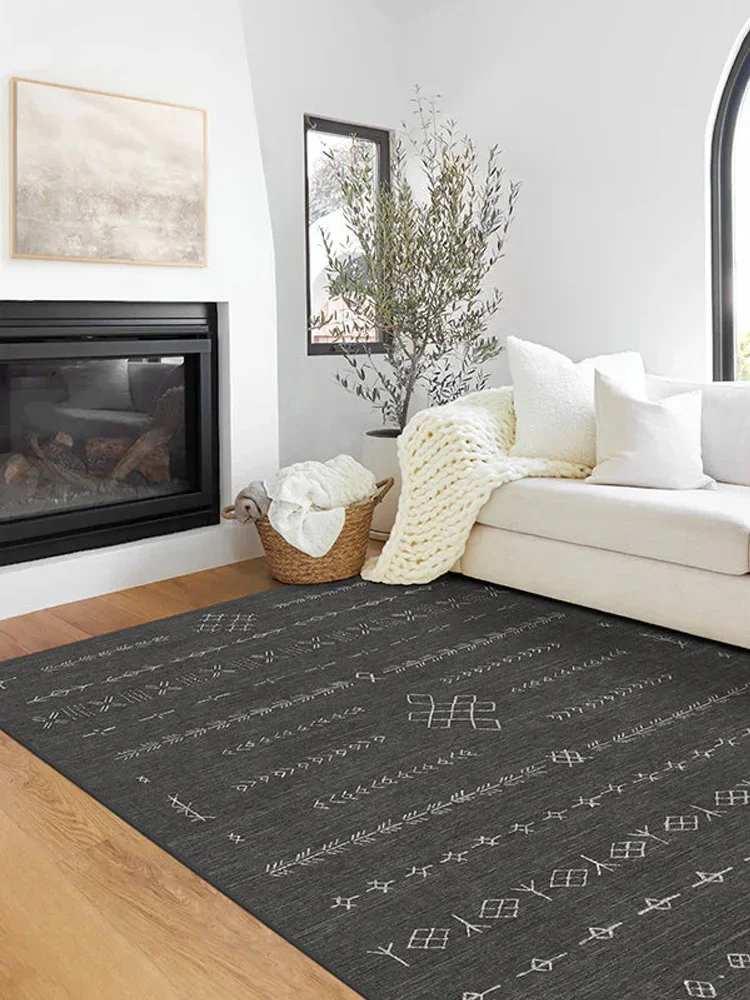 

Living Room Rug Minimalist Bohemian Style Carpets Dark Grey Geometry Lineart Design Leisure Large Area Floor Mats Alfombra 거실 카펫